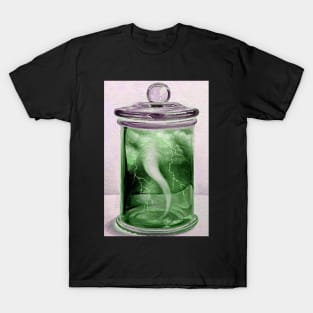 Thunder & lightning Tornado hurricane twister bottle green T-Shirt